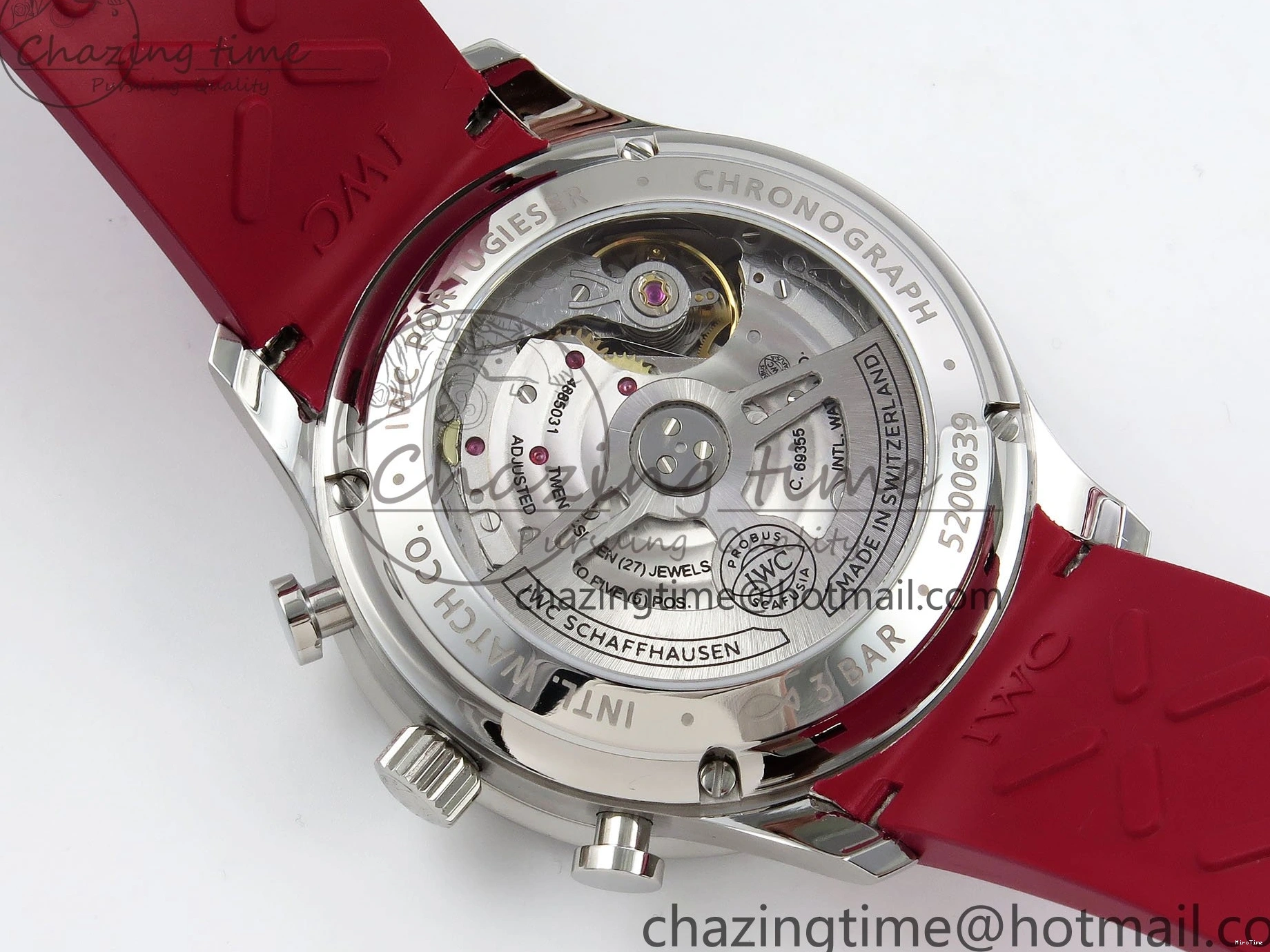 MIROTIME 0311 Reliable Portuguese Chrono IW3716 Z+F 1:1 Best Edition Red Dial on Red Rubber Strap A 7015